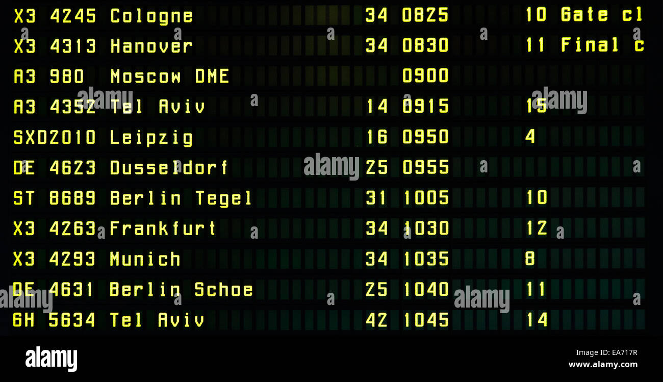 Aeroporto di scheda di volo Foto Stock