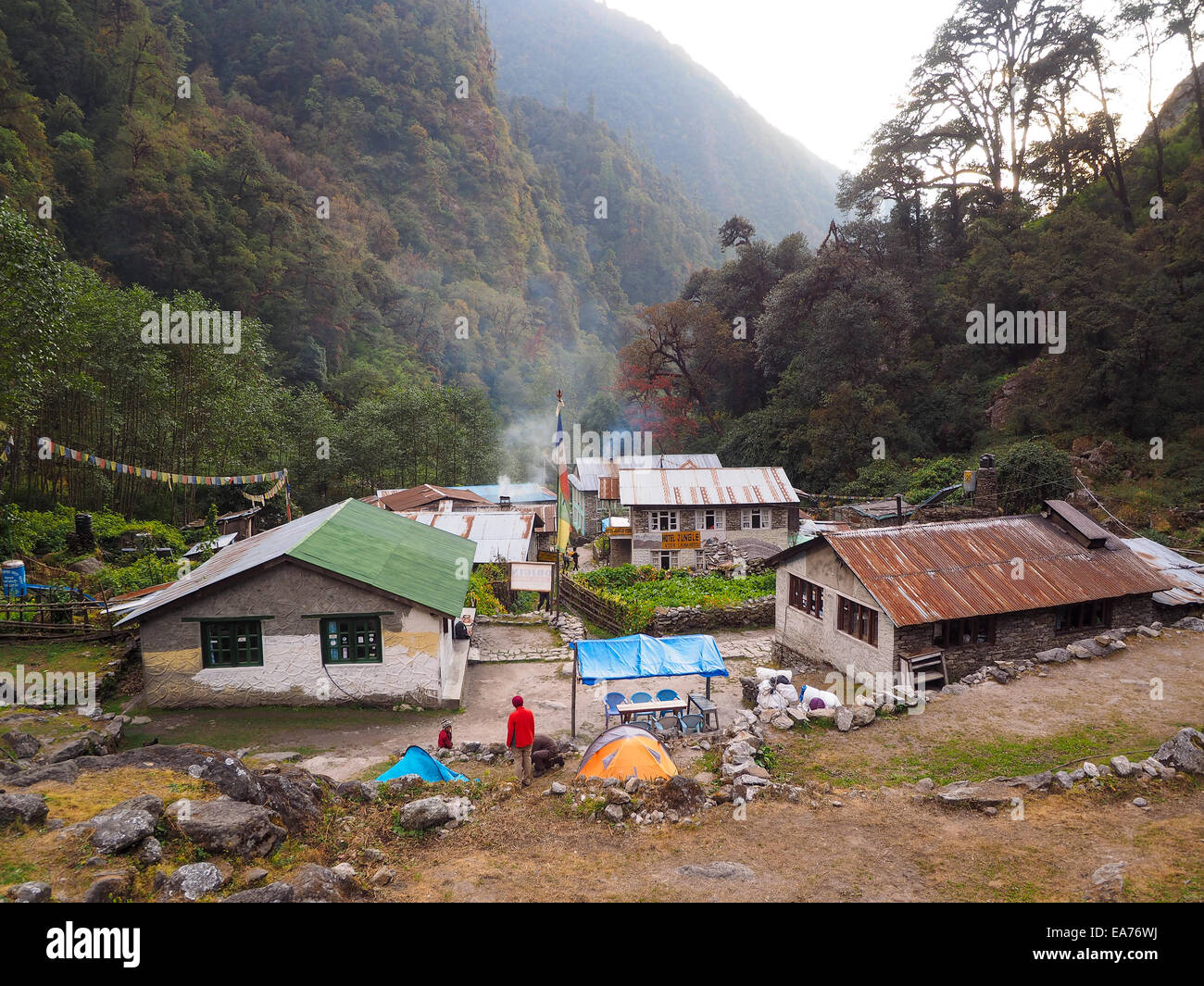 Jungle Lodge, Langtang National Park, il Nepal Foto Stock