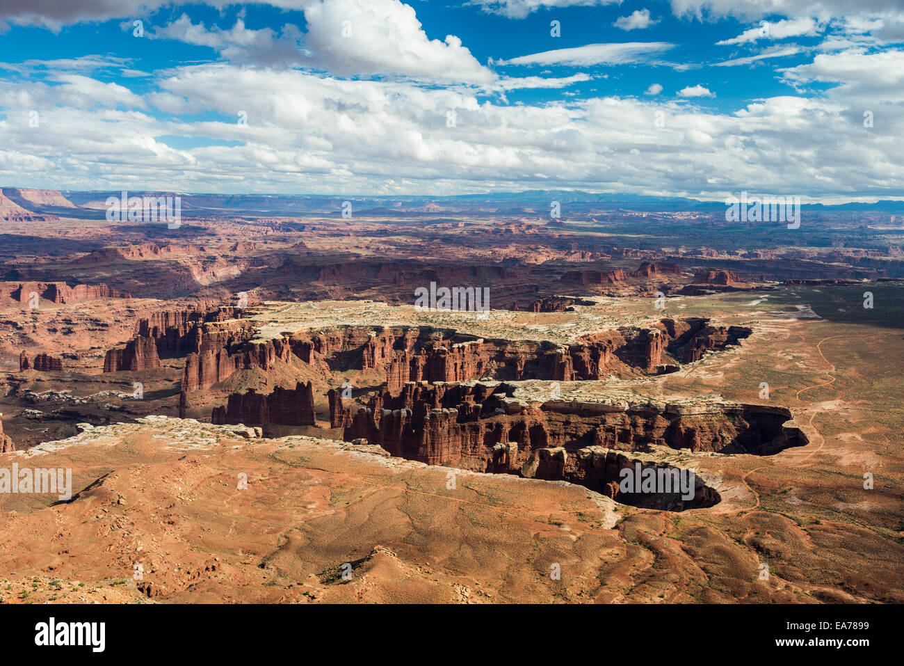 Canyon eroso dalla pietra arenaria presso l'isola nel cielo. Il Parco Nazionale di Canyonlands, Utah, Stati Uniti d'America. Foto Stock
