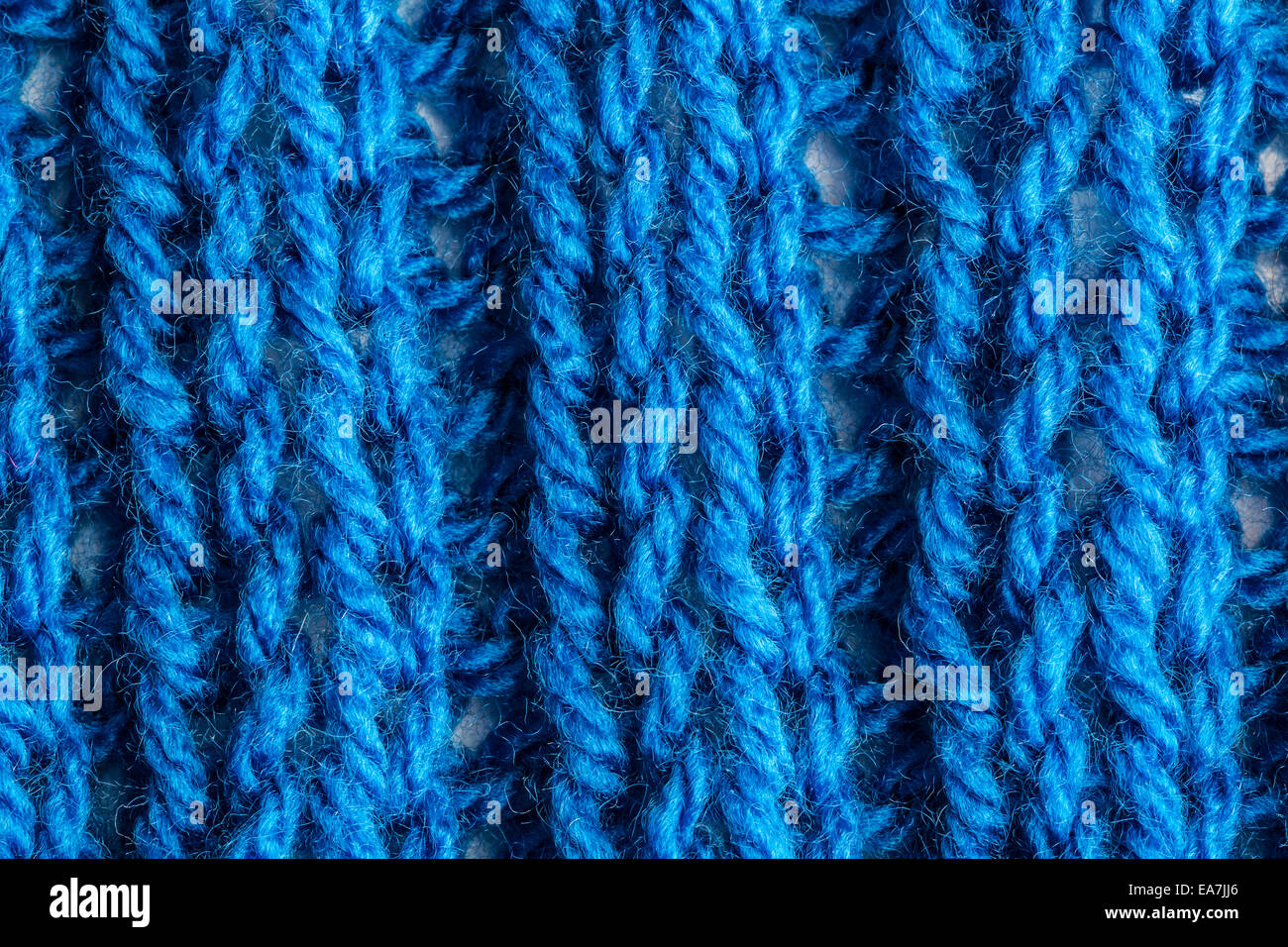 Primo piano della blue Lana per maglieria in inverno Foto Stock