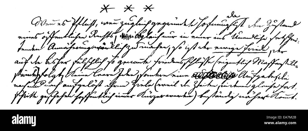 Manoscritto storico, 1795, da Immanuel Kant, 1724 - 1804, un filosofo tedesco del secolo dei Lumi, Historische Handschrift, Foto Stock