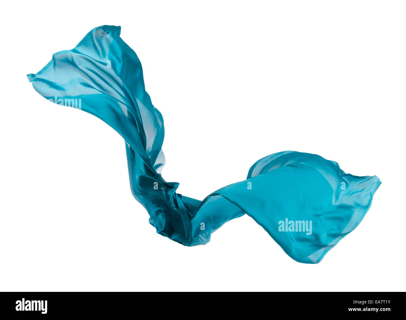 Isolato colpo di congelare il movimento trasparente di seta blu, isolato su sfondo bianco Foto Stock