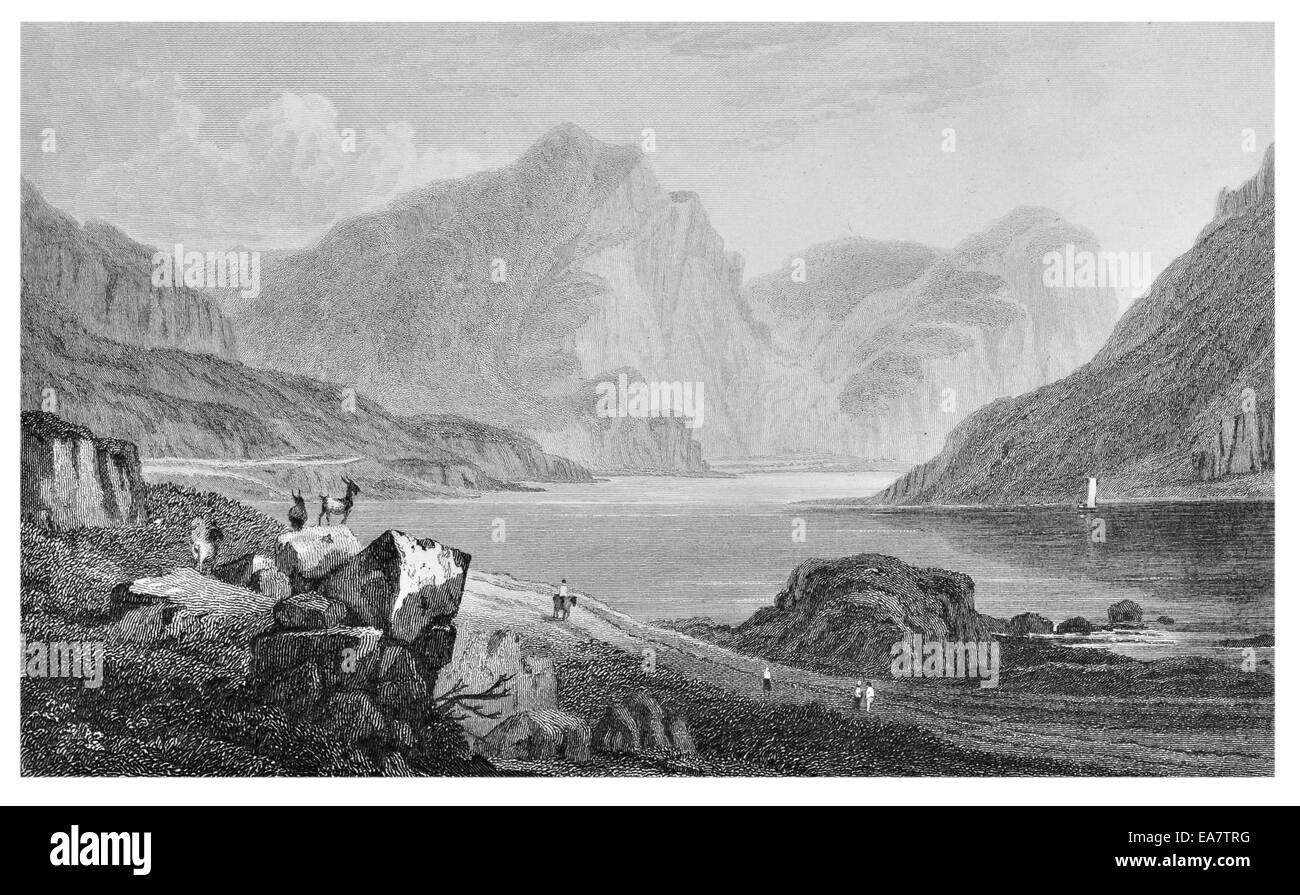 Llyn Ogwen Caernarvonshire circa 1830 Foto Stock