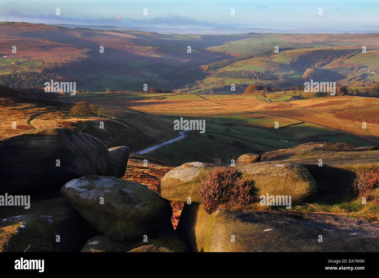 Vista da Higger Tor, Peak District, Inghilterra Foto Stock