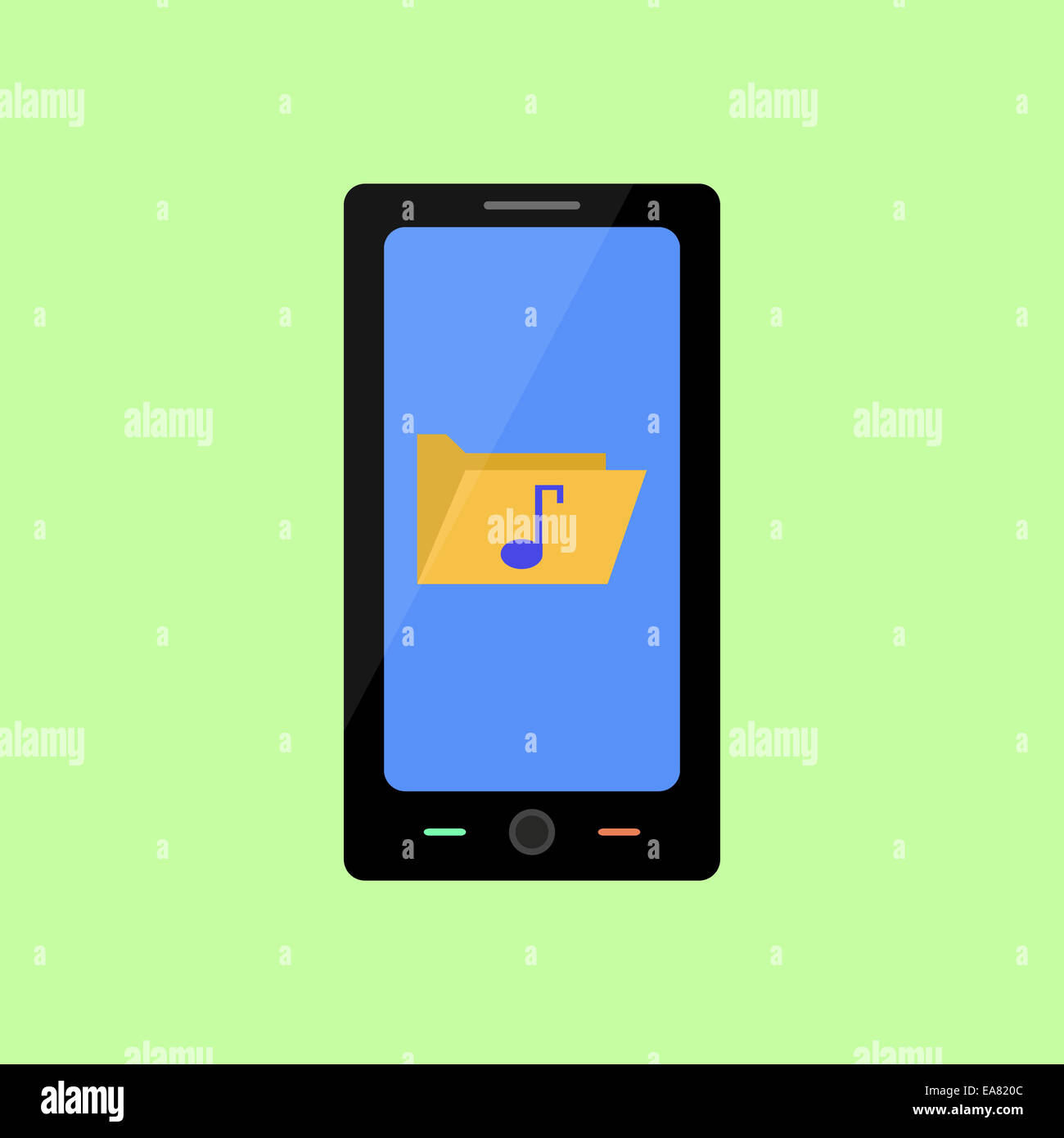Uno stile piatto smart phone con la cartella Musica Foto Stock