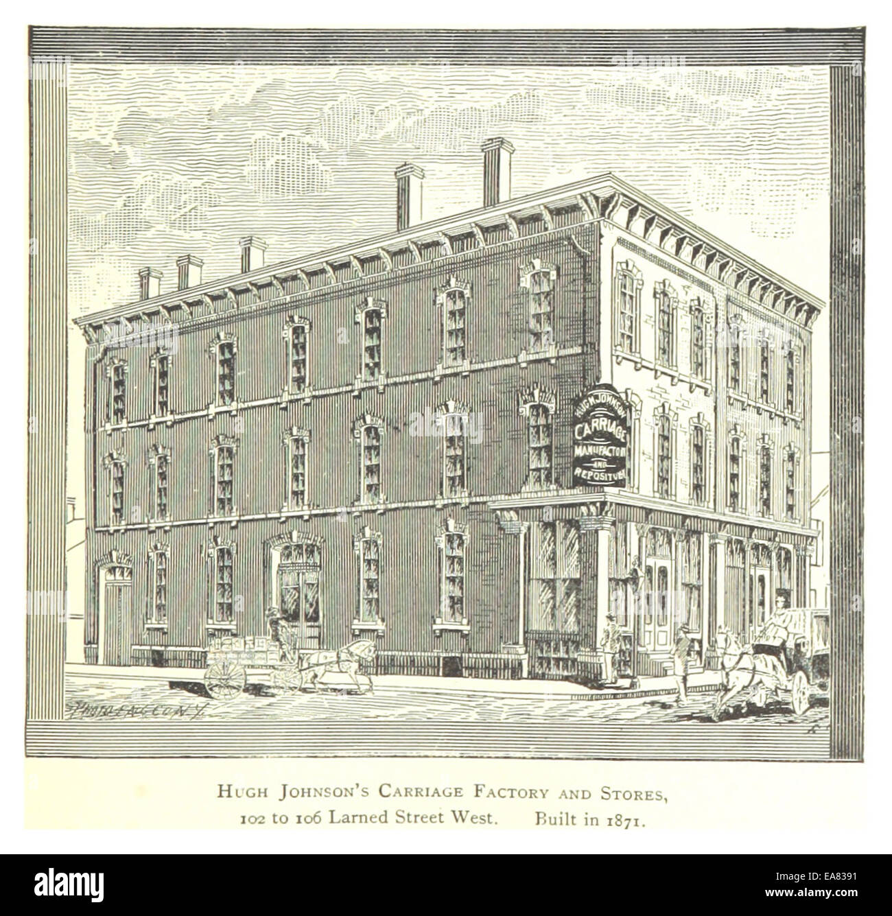 Imprenditore(1884) Detroit, p887 Hugh Johnson di fabbrica del carrello e memorizza 102 a 106 LARNED Street West. Costruito nel 1871 Foto Stock