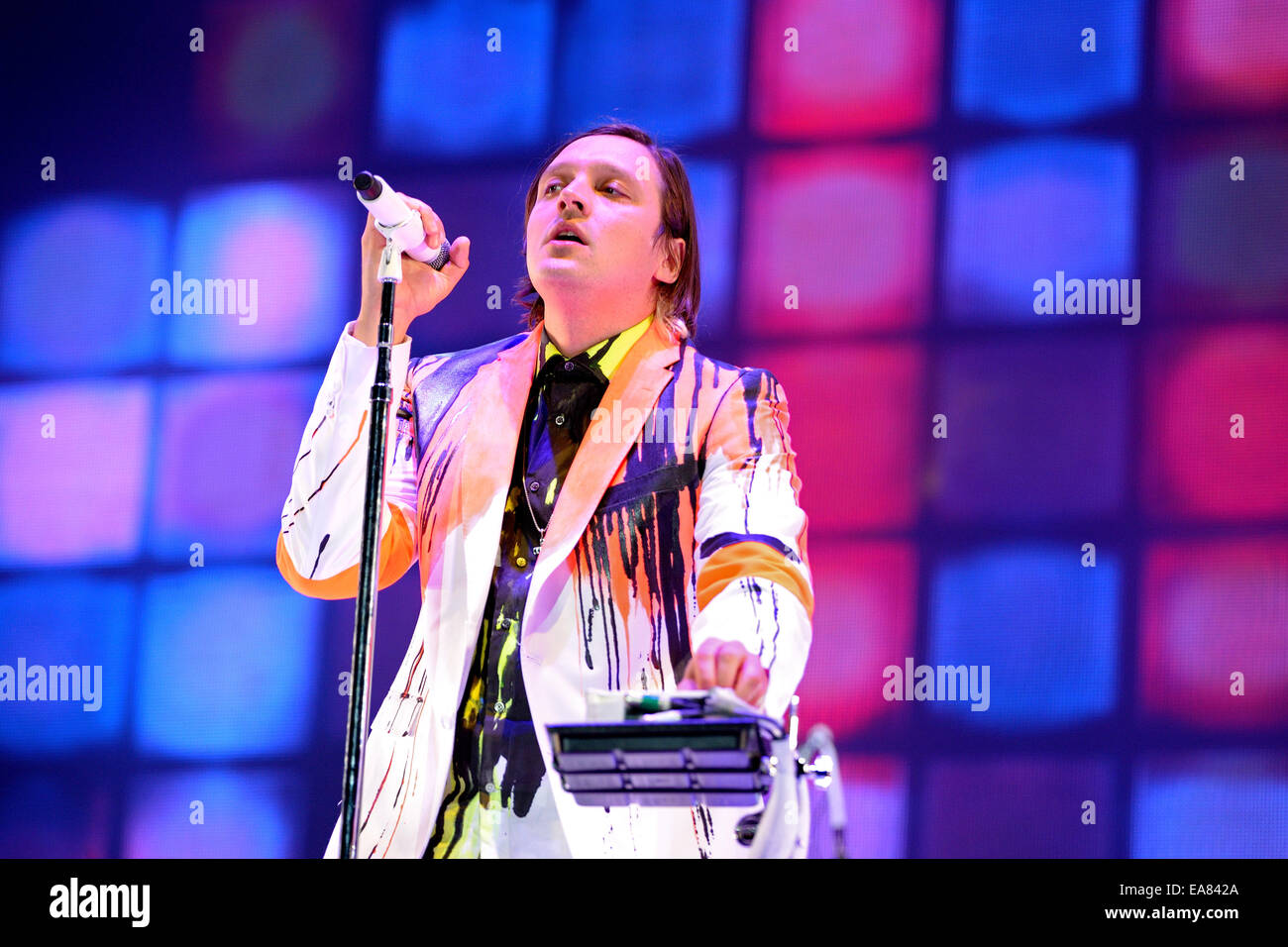 Barcellona - 29 Maggio: Arcade Fire (indie rock band) esegue presso Heineken Primavera Sound Festival 2014. Foto Stock