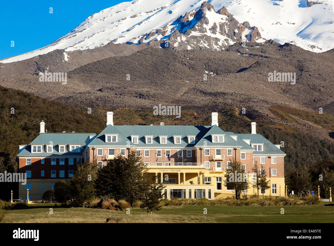 Il Grand Chateau Hotel a Monte Ruapehu in Nuova Zelanda Foto Stock