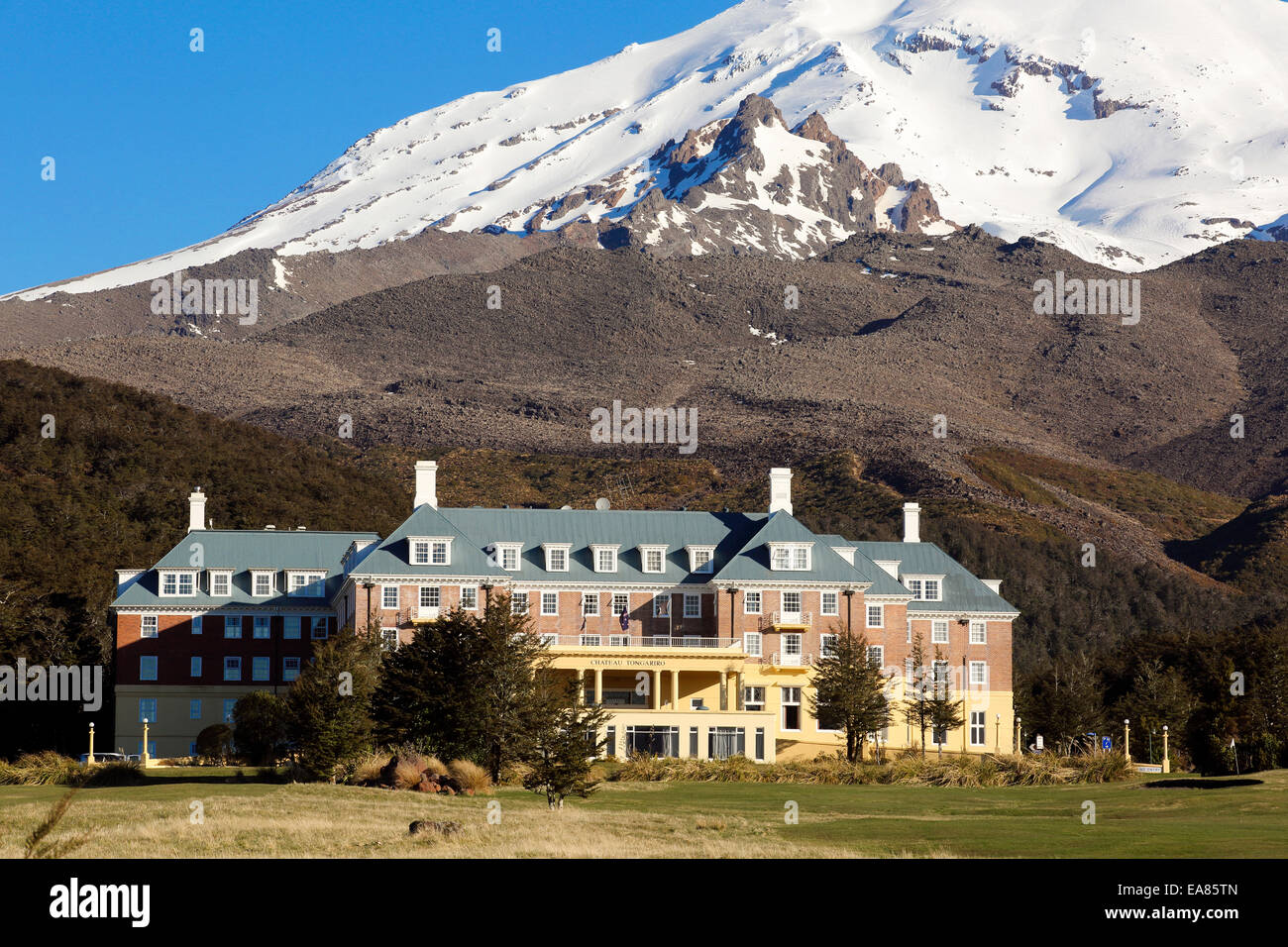 Il Grand Chateau Hotel a Monte Ruapehu in Nuova Zelanda Foto Stock