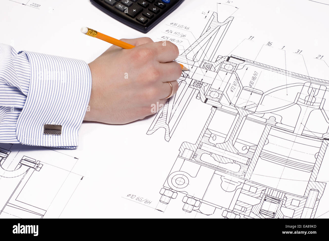 Ddraft di accoppiamento della macchina e la mano Foto Stock