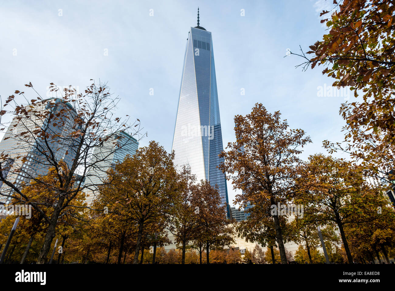 New York, NY 911 il World Trade Center ( Freedom Tower ) nella parte inferiore di Manhattan Foto Stock