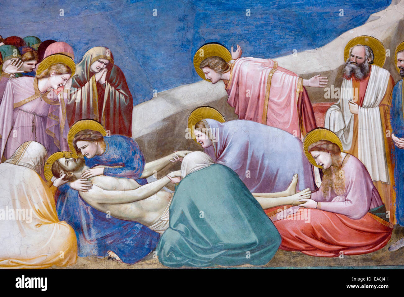 Compianto di Cristo di Giotto di Bondone, la Cappella degli Scrovegni - Cappella degli Scrovegni, Padova, Veneto, Italia Foto Stock