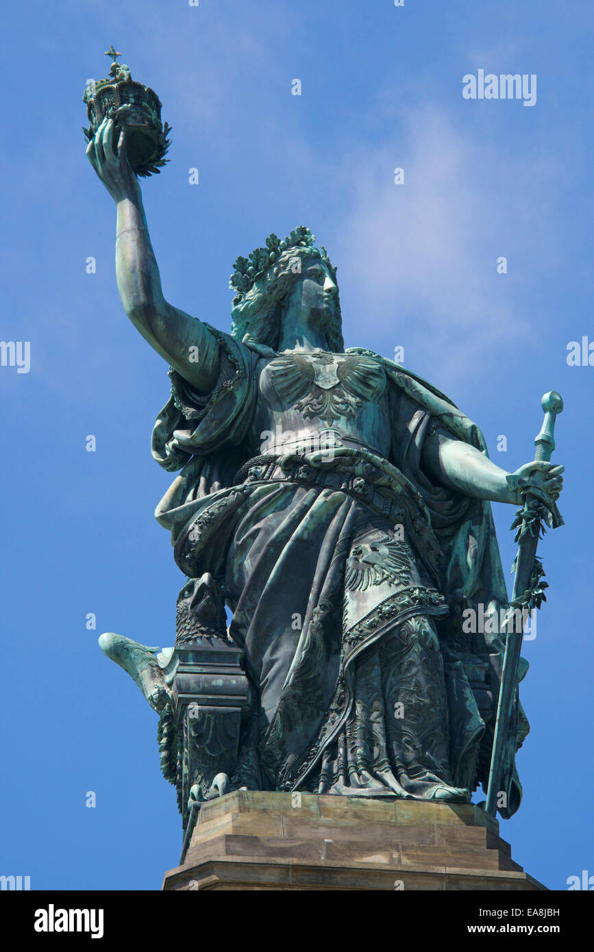 Statua di germanio Niederwalddenkmal o Monumento Niederwald Hesse in Germania Foto Stock