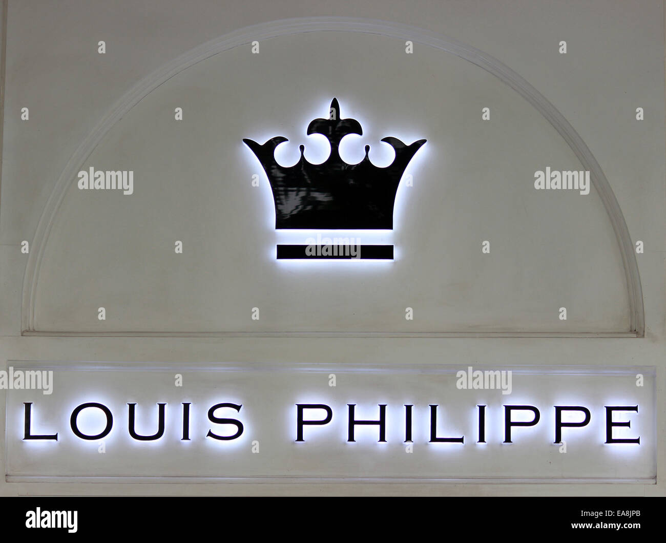 Vestiti, società, logo, Louis Philippe, marchio internazionale,Connaught Place, New Delhi, India Foto Stock