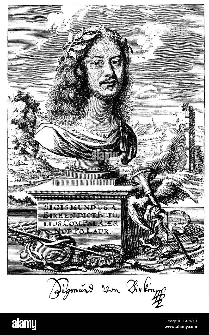 Sigmund o Sigismund von Birken, 1626 - 1681, un protestante tedesco del poeta e scrittore del periodo barocco, membro dell'Pegnesisc Foto Stock