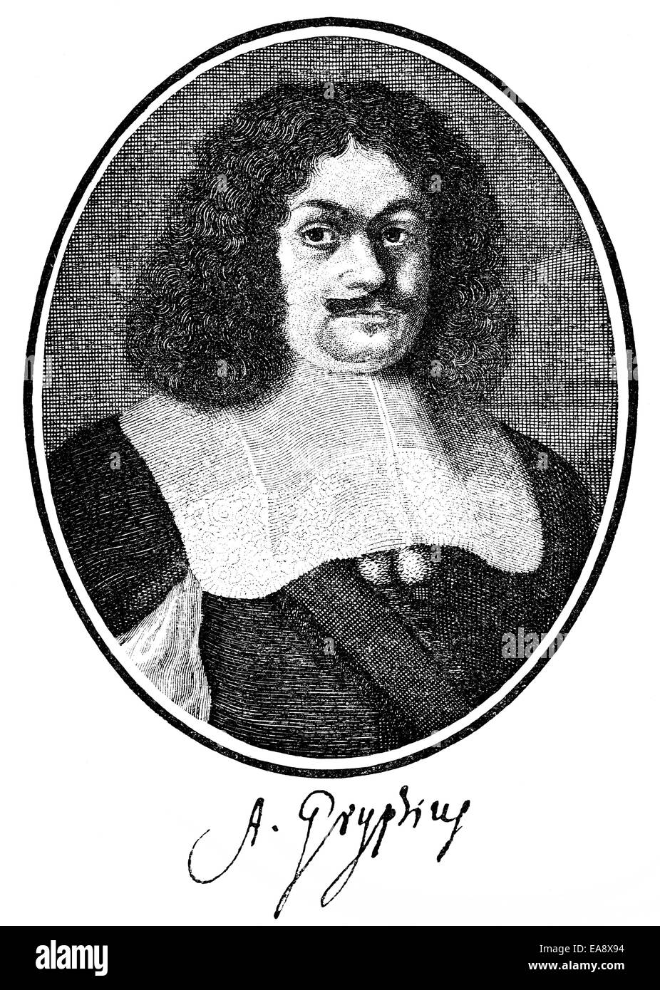 Andreas Gryphius noto anche come Andreas Greif, 1616 - 1664, un tedesco poeta e drammaturgo del periodo barocco, Andreas Gryphius Foto Stock