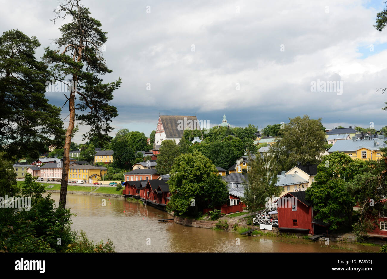 Vista della città antica Porvoo, Finlandia, Europa Foto Stock