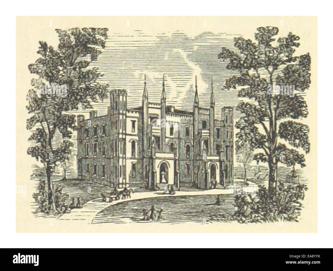 Questa illustrazione del 1883 di Mark Twain raffigura il Columbia Female Institute, un'istituzione notevole per l'educazione femminile nel XIX secolo, catturandone l'importanza durante questo periodo. Foto Stock