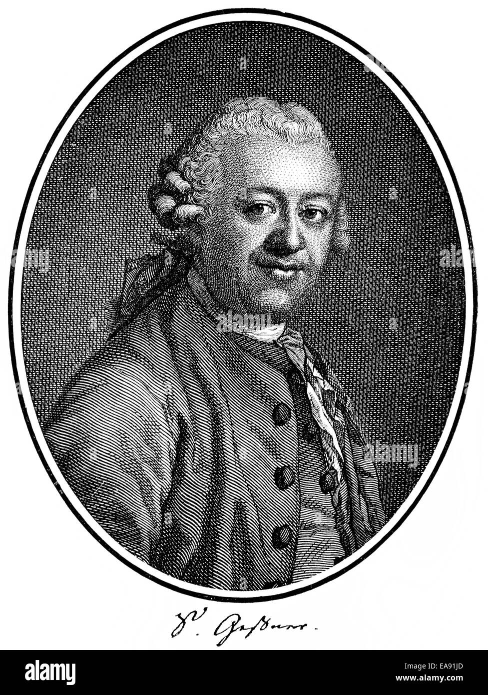 Salomon Gessner, 1730 - 1788, un poeta svizzero, pittore e grafico, Ritratto von Salomon Gessner, 1730 - 1788, ein Schweizer Foto Stock