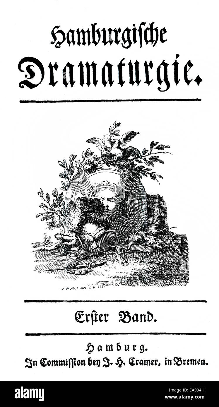 Stampa storico, 1767, pagina titolo da Gotthold Ephraim Lessing, 1729 - 1781, un poeta del tedesco illuminismo, 1767, Titel von Foto Stock