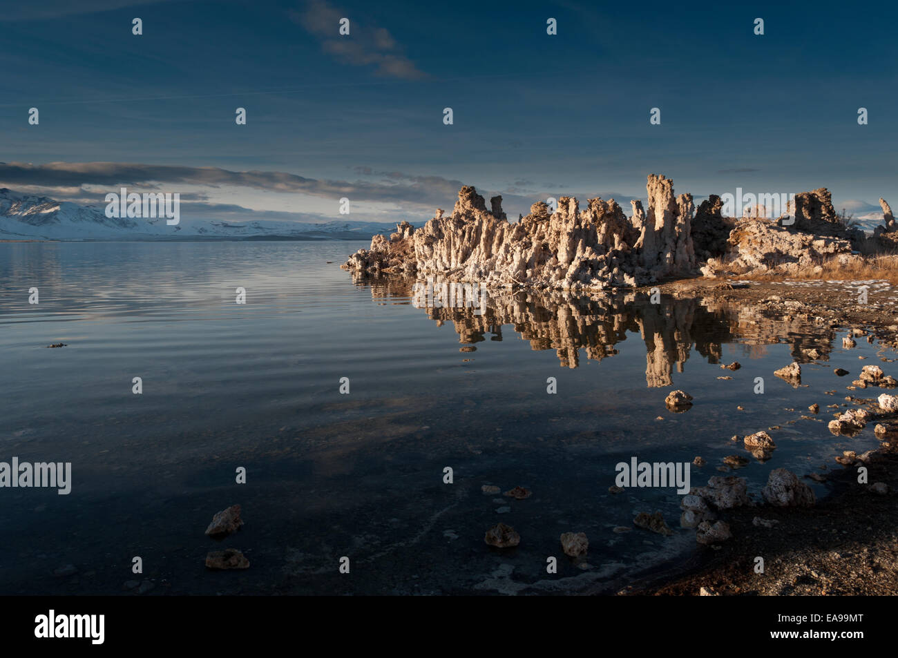 La formazione di tufo su Mono lago in inverno Foto Stock