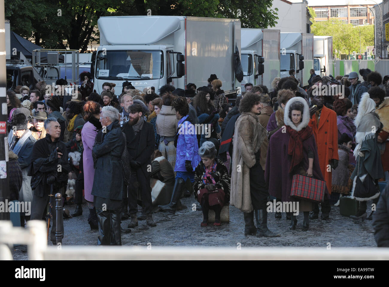 Azione "la fame di giochi: Mockingjay - Parte 2 " set cinematografico a Parigi con: atmosfera dove: Parigi, Francia Quando: 07 Maggio 2014 Foto Stock