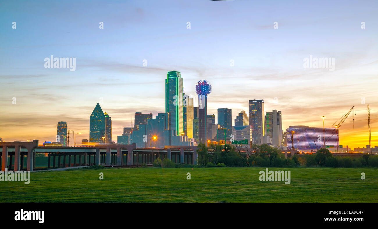 Panoramica del centro di Dallas al mattino Foto Stock