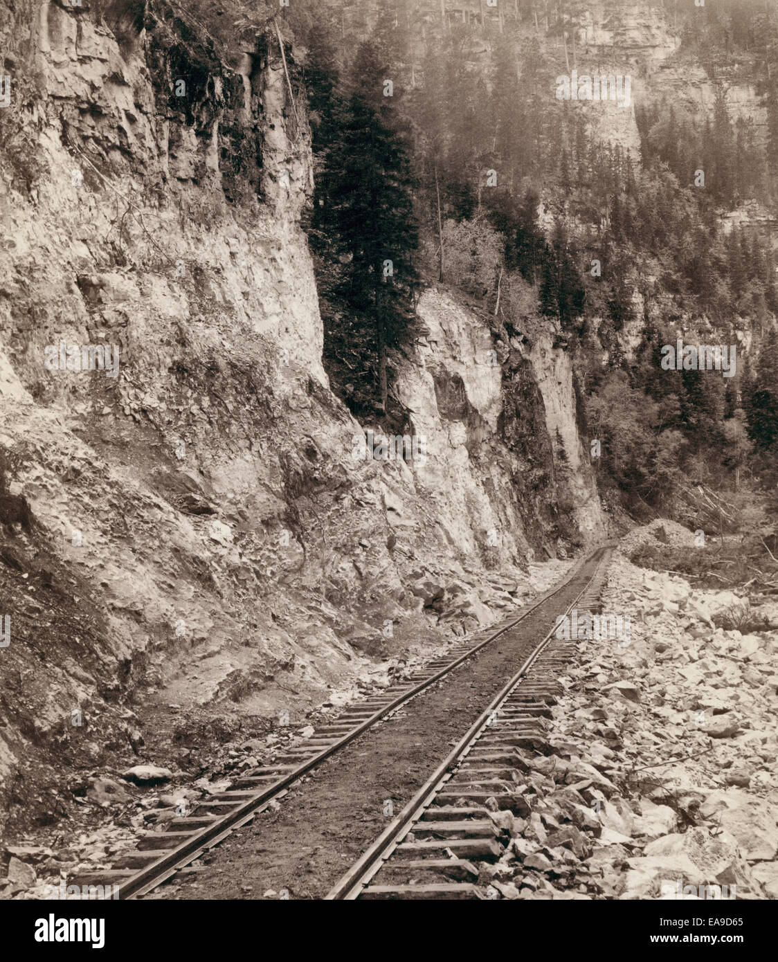 'Grand Canyon.' Elk Canyon su Black Hills e Ft. P. R.R, sezione del treno via accanto al fianco di una montagna, circa 1890 Foto Stock