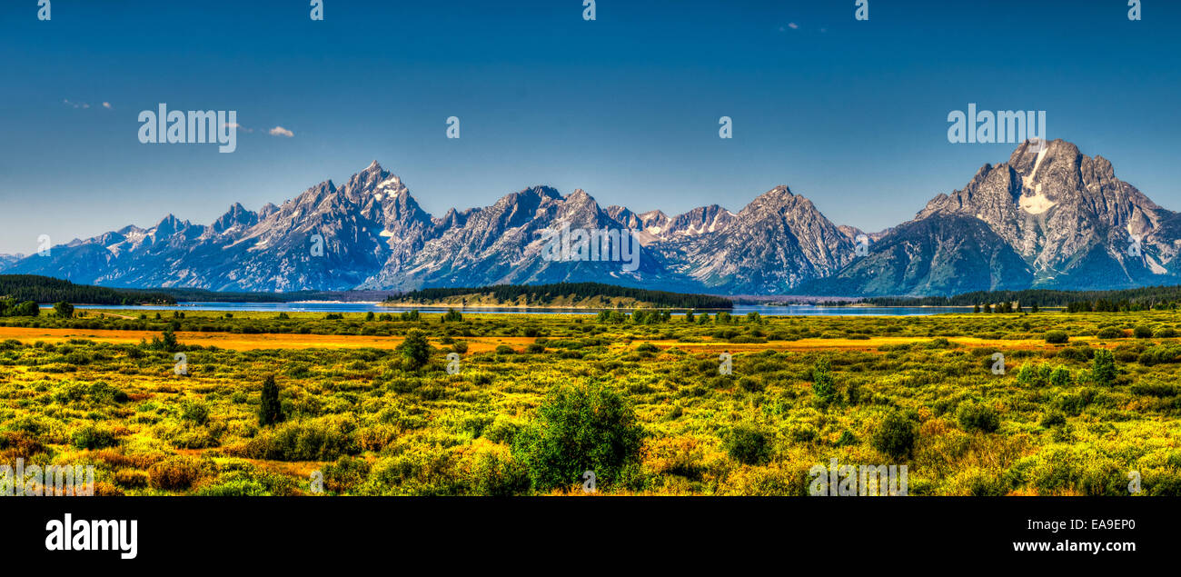 Scenic estate paesaggi di montagna del Parco Nazionale di Grand Teton in Wyoming, STATI UNITI D'AMERICA Foto Stock