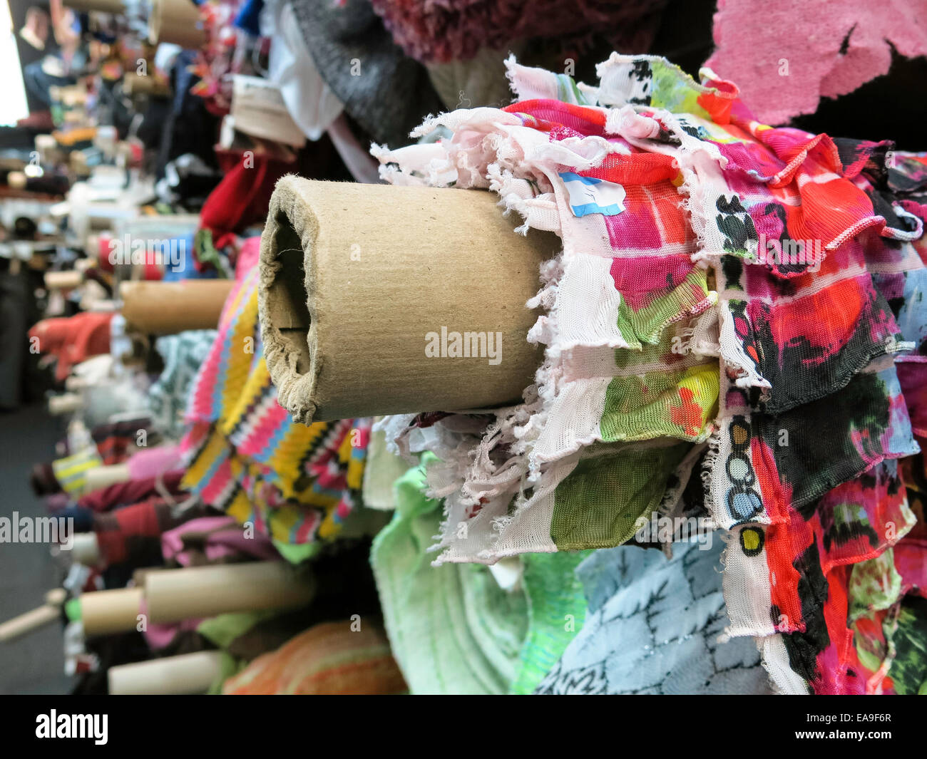 Umore Tessuti designer, quartiere della moda, NYC Foto Stock