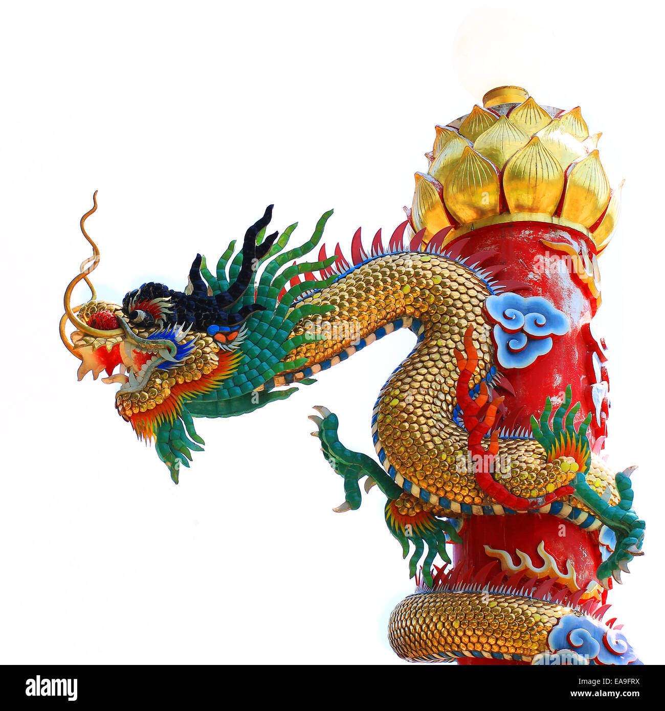 Drago Cinese isolare su sfondo bianco Foto Stock
