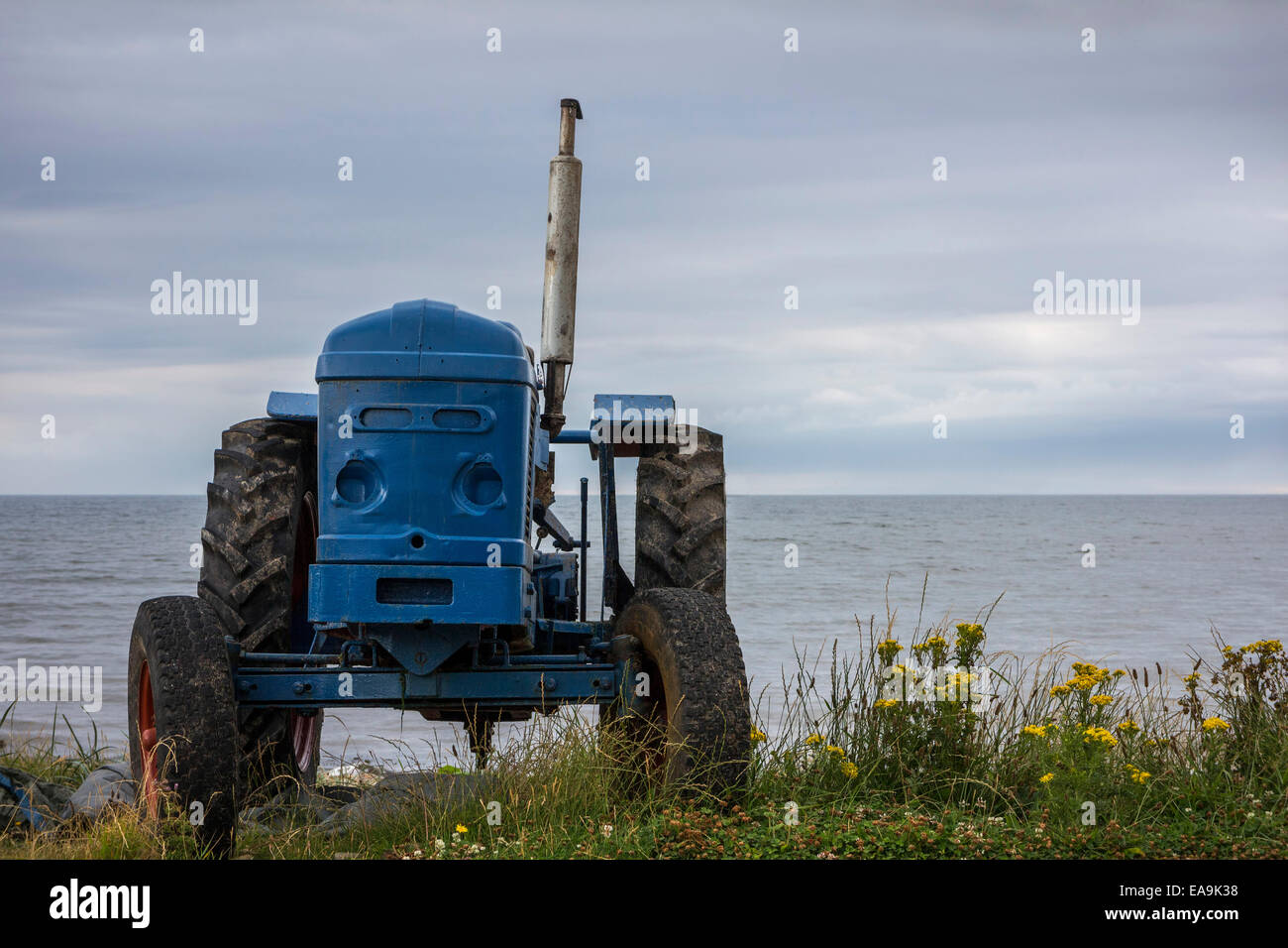 Il vecchio trattore a Saltburn, North Yorkshire. Foto Stock