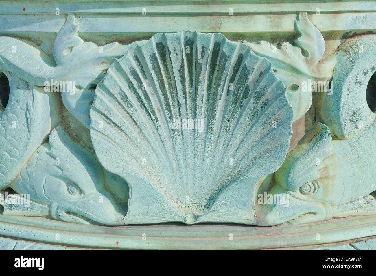 Scaloppina al dettaglio della shell in greco antico tema scultura Foto Stock