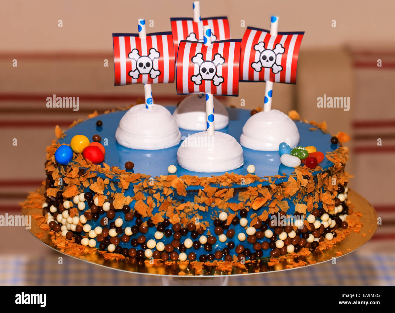 Festa bambini bithday cake con i pirati Foto Stock