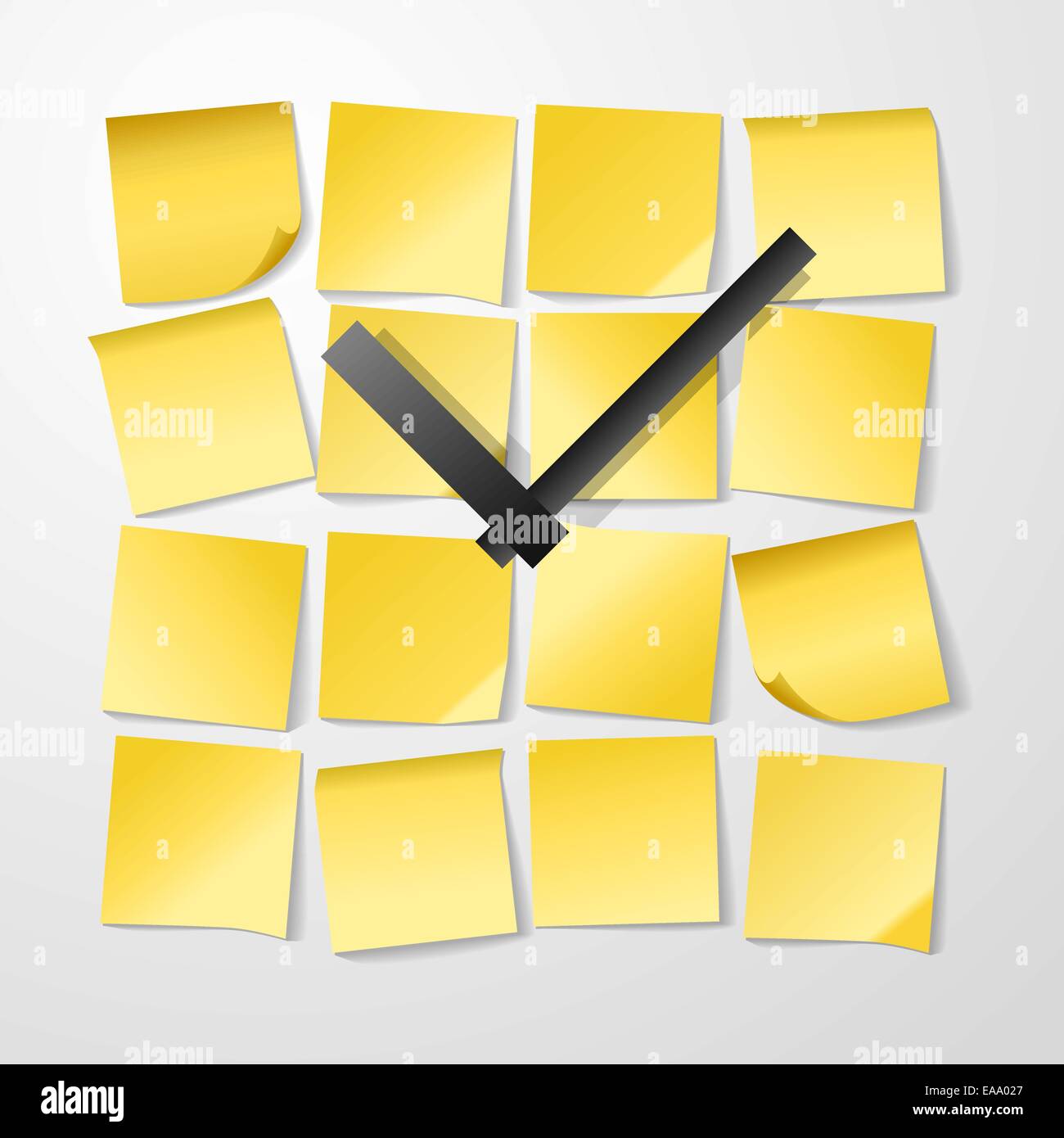 Carta design orologio con adesivi per prendere appunti illustrazione  vettoriale Immagine e Vettoriale - Alamy