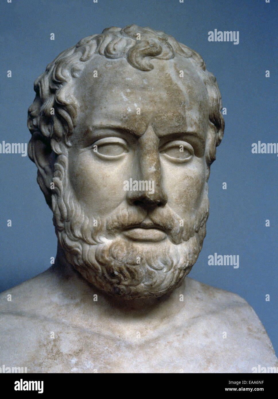 Aeschines (389-314 a.C.). Statista greco, uno dei dieci oratori attico. Busto. Copia romana. Da Bitolia (Macedonia). Foto Stock