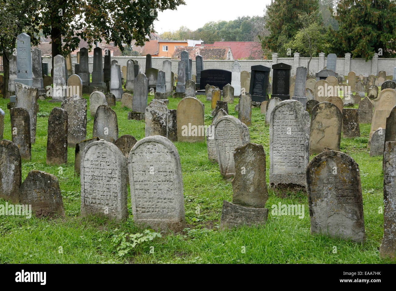 Cimitero ebraico in Straznice, Hodonin distretto, Moravia del Sud, Repubblica Ceca, Europa Foto Stock