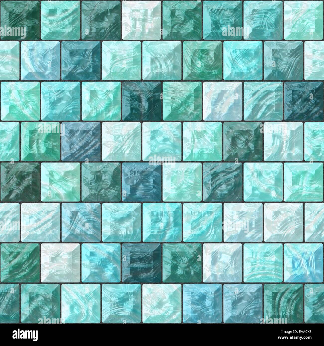 Il pattern da blocchi di vetro di colore blu e verde. Foto Stock