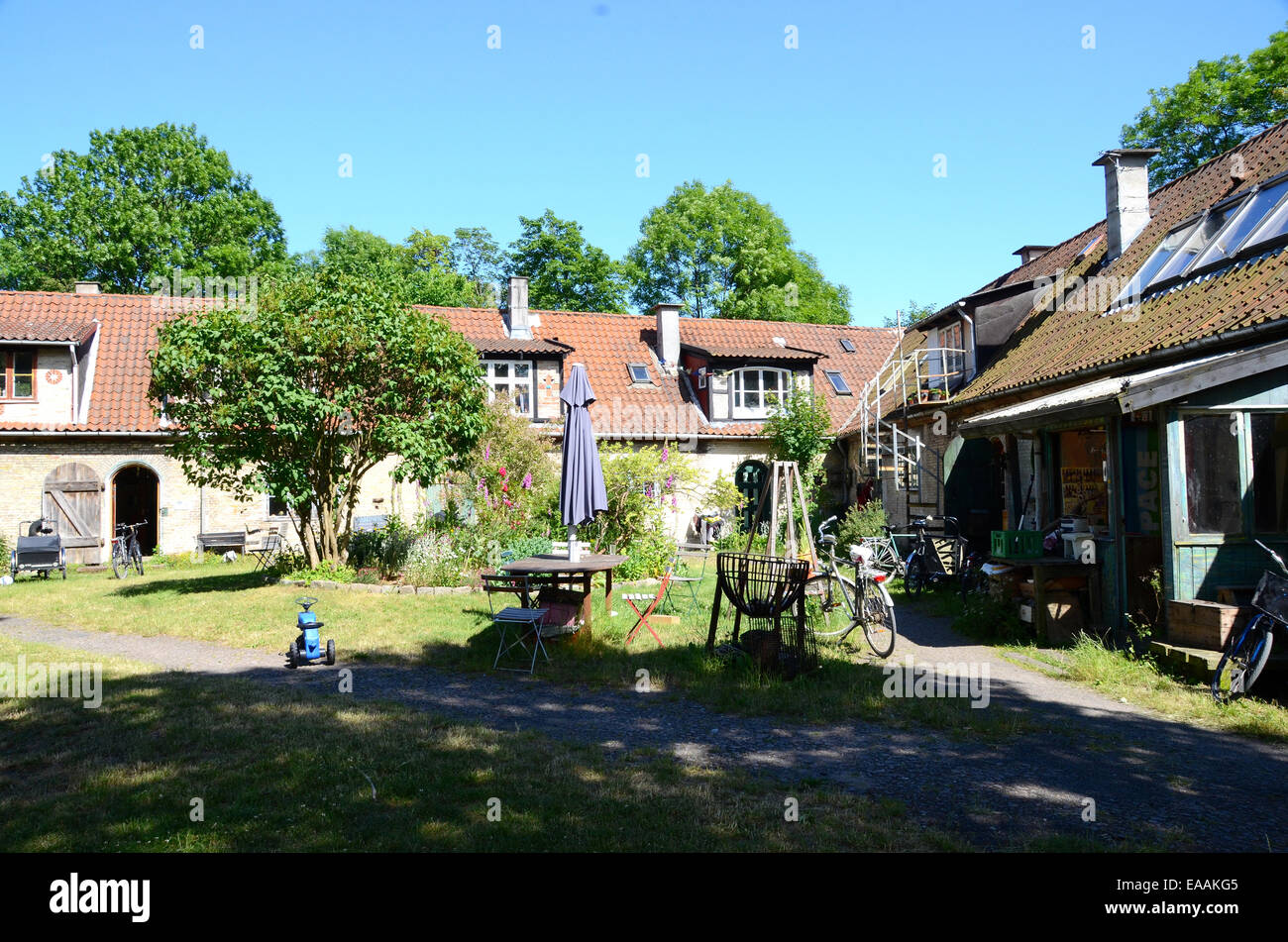 Christiania copenhagen Danimarca auto dichiarata stato autonomo vecchia caserma militare occupato dal 1971 da persone senza dimora Foto Stock