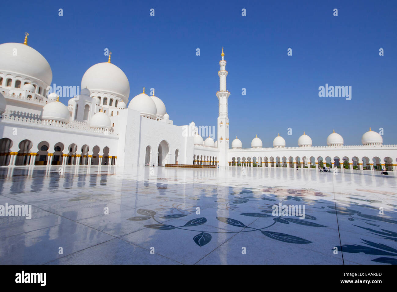 Sheikh Zayed Grande Moschea di Abu Dhabi, negli Emirati Arabi Uniti. Foto Stock