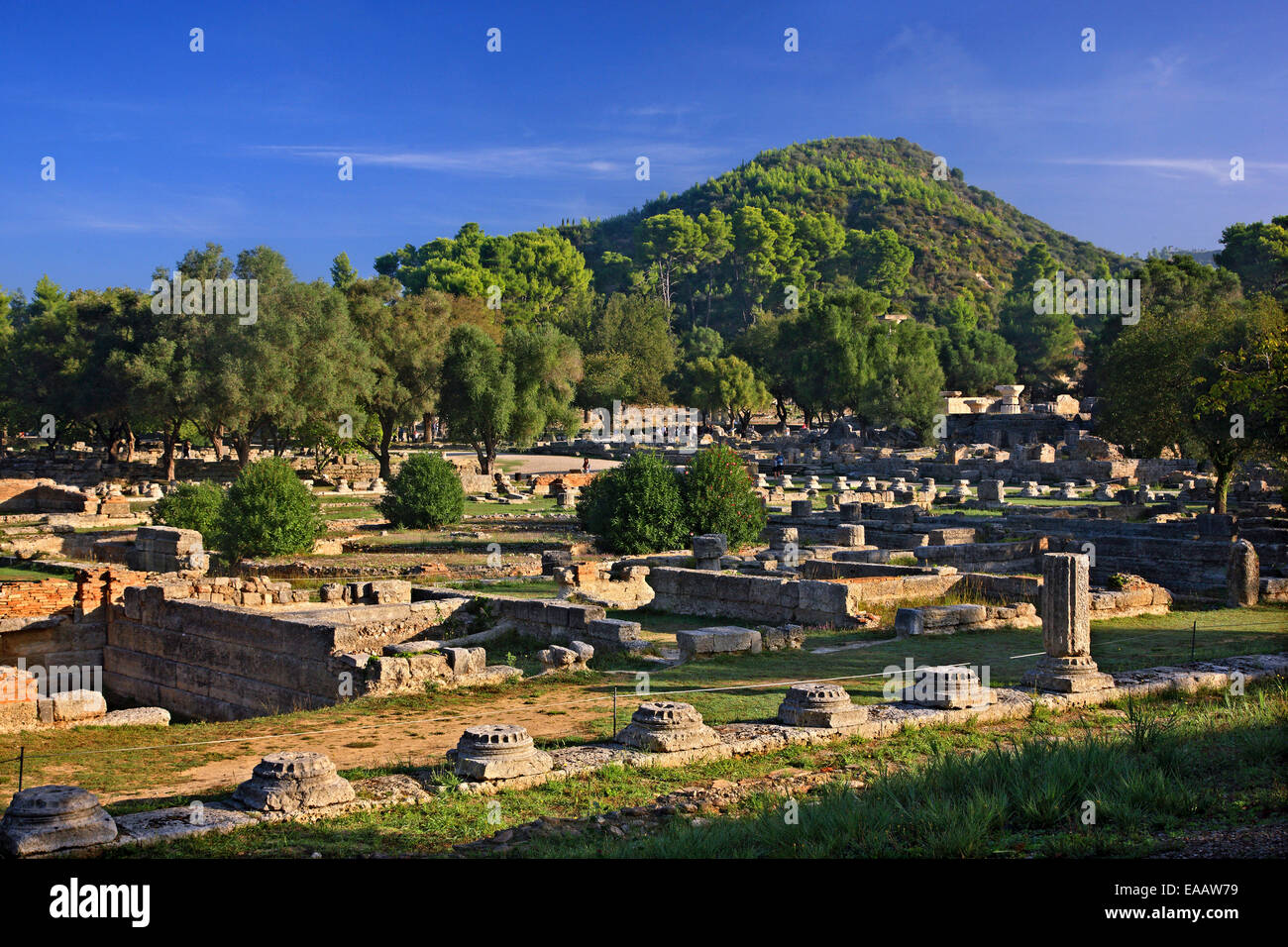 Il Leonidaion presso il sito archeologico di Olimpia Antica, Ileia ("Elis'), Peloponneso e Grecia. Foto Stock