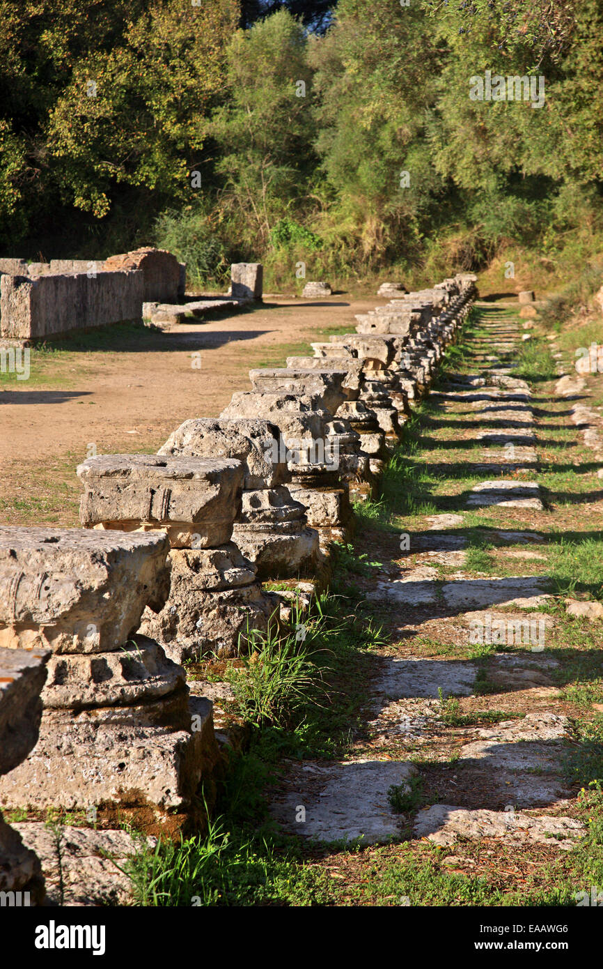 Il Leonidaion presso il sito archeologico di Olimpia Antica, Ileia ("Elis'), Peloponneso e Grecia. Foto Stock