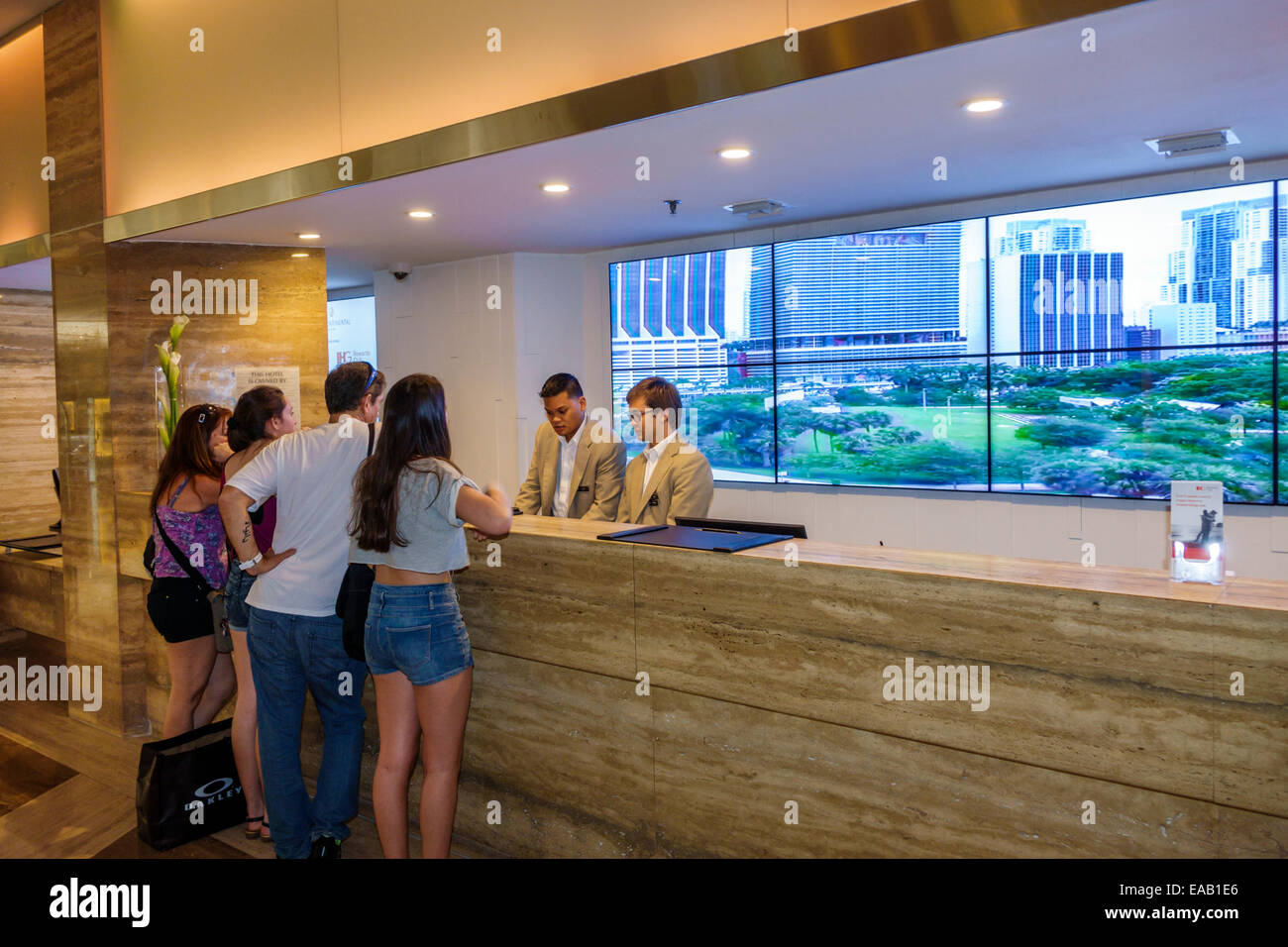 Miami Florida,Intercontinental,hotel hotel hotel alloggio motel inn,hall,reception check in reception prenotazioni registro,check in,re Foto Stock