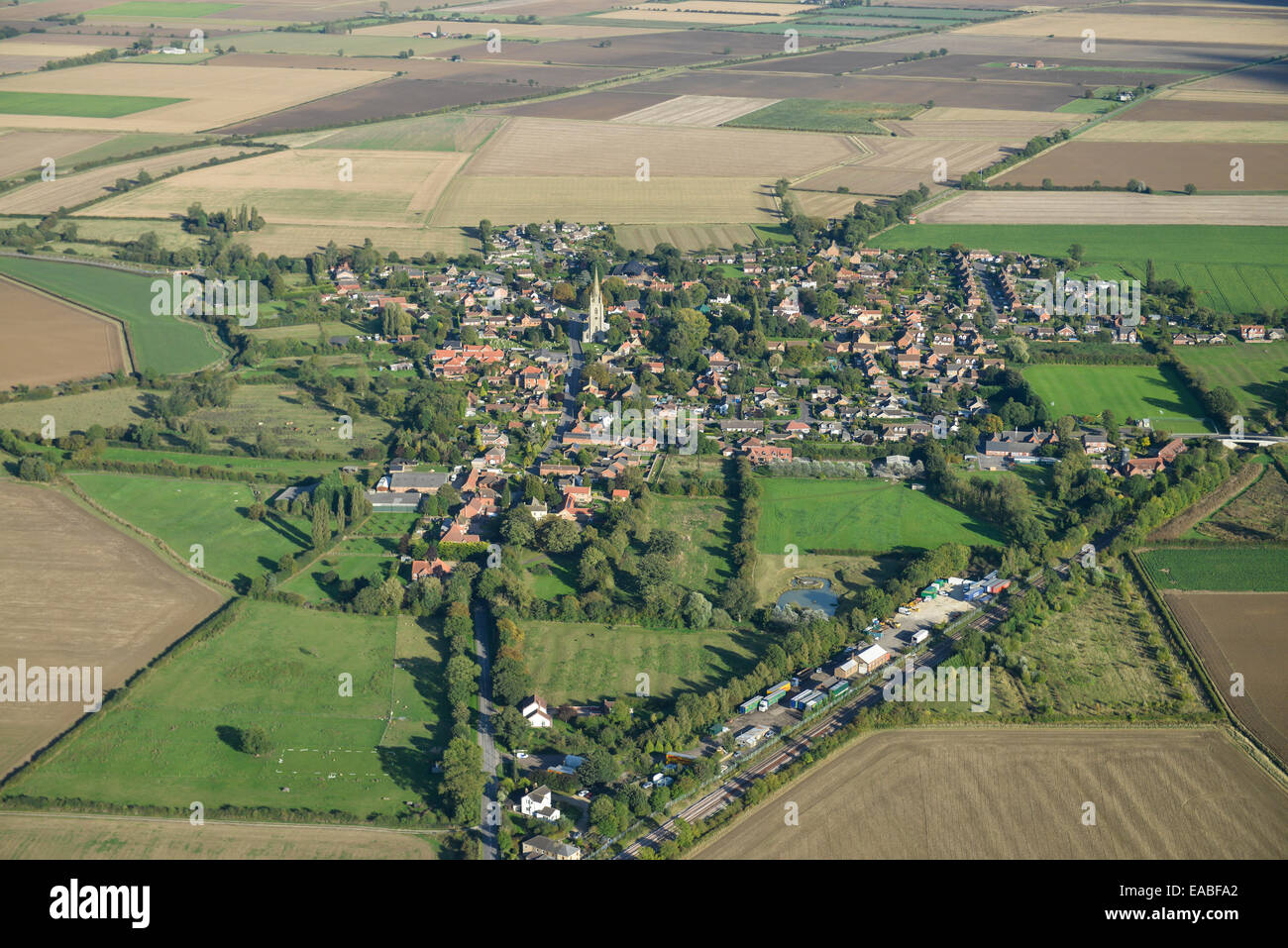 Una veduta aerea del Sud Lincolnshire village di Helpringham vicino a Sleaford Foto Stock
