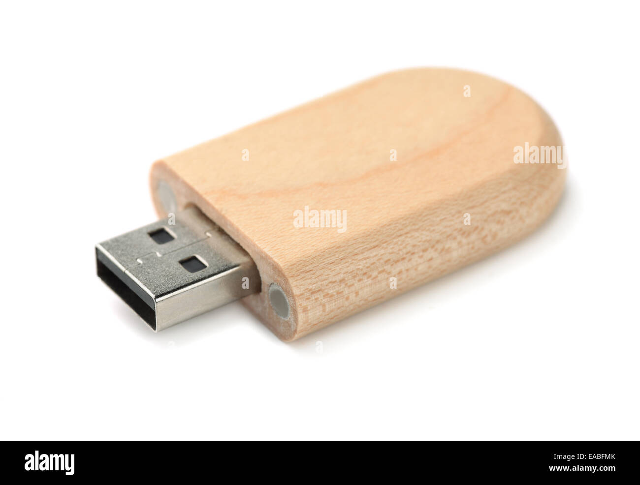 In legno di memoria USB stick isolato su bianco Foto Stock