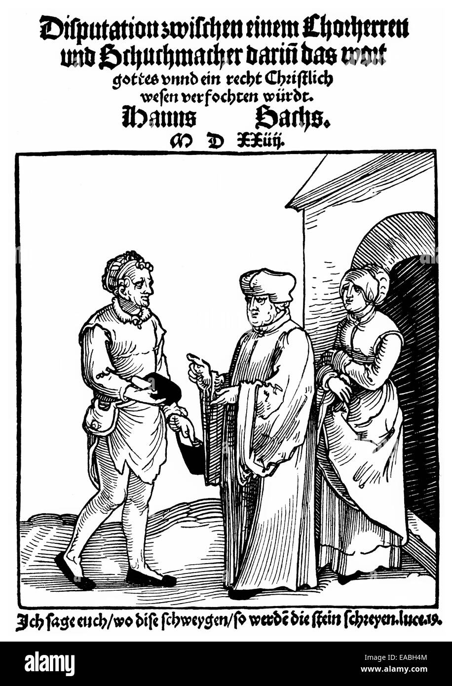 1524, pagina anteriore da Hans Sachs, 1494 - 1576, un poeta di Norimberga, drammaturgo e Meistersinger, Holzschnitt von 1524, Titelseite vo Foto Stock