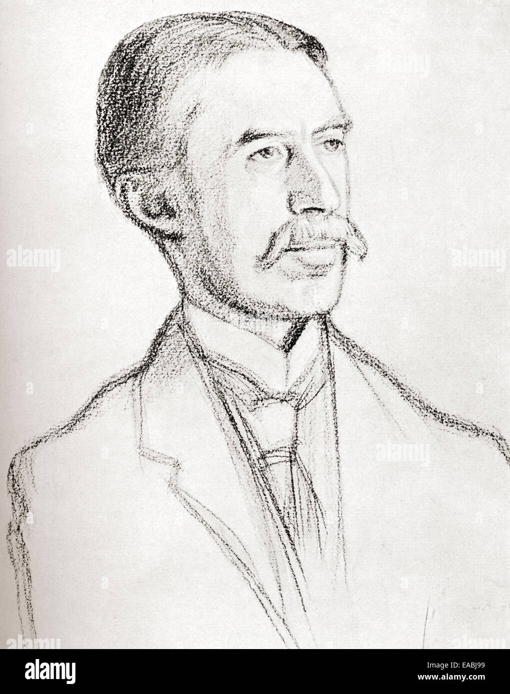 A.E. Houseman, dopo la trafilatura da William Rothenstein. Alfred Edward Housman, 1859 - 1936, aka A. E. Housman. Foto Stock
