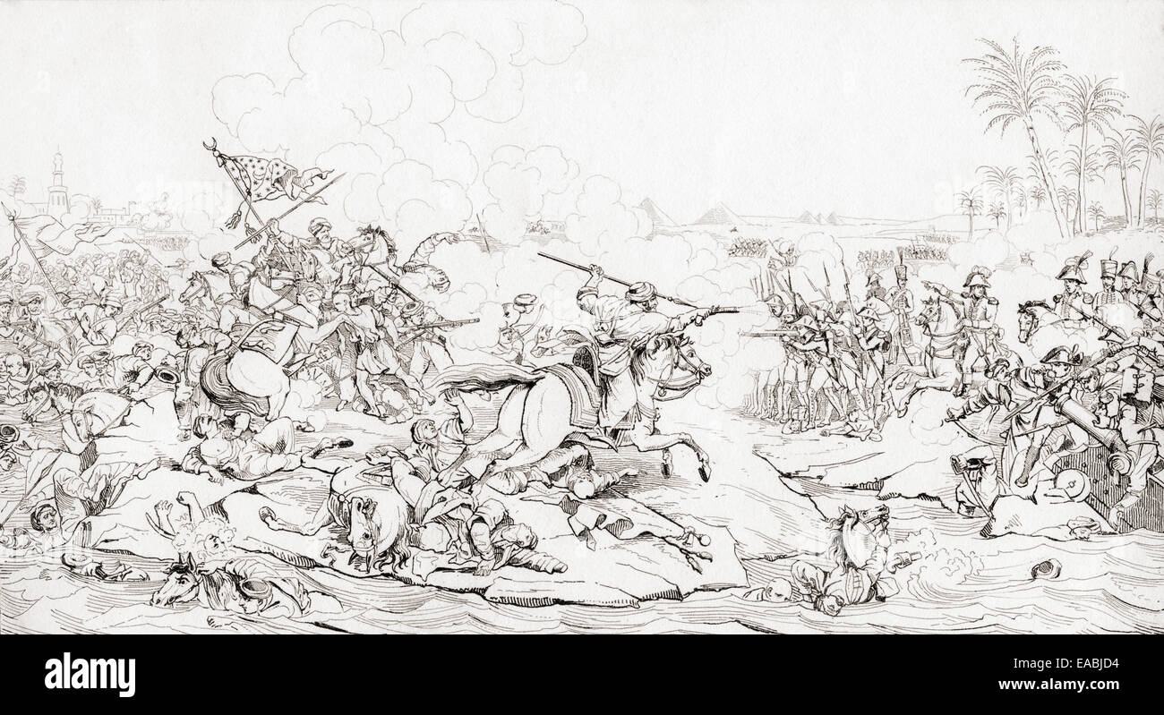 La battaglia delle Piramidi, aka la battaglia di Embabeh, 21 luglio 1798. Foto Stock