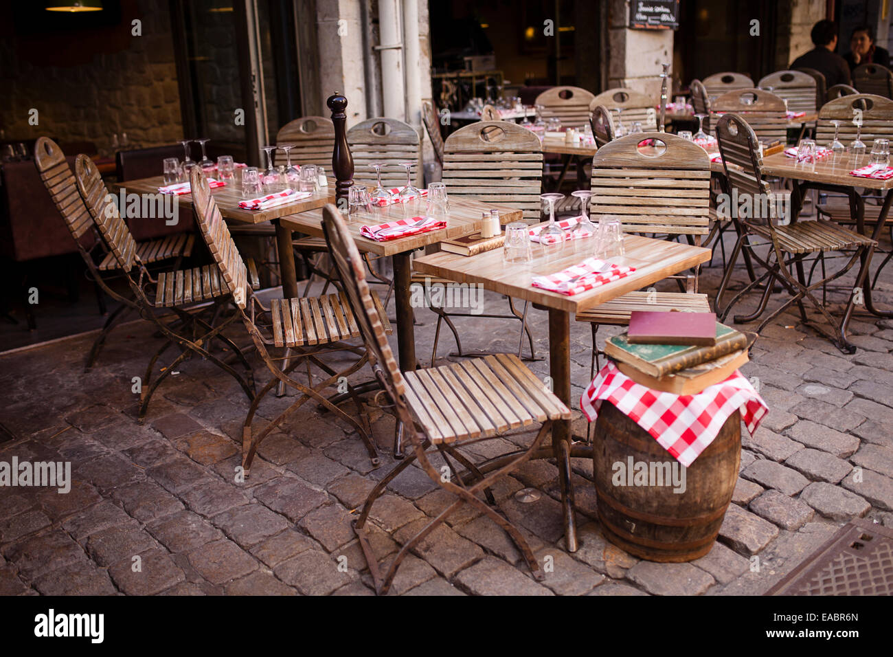 Francia, Dipartimento Rhone, Lione, pavimentazione ristorante Foto Stock