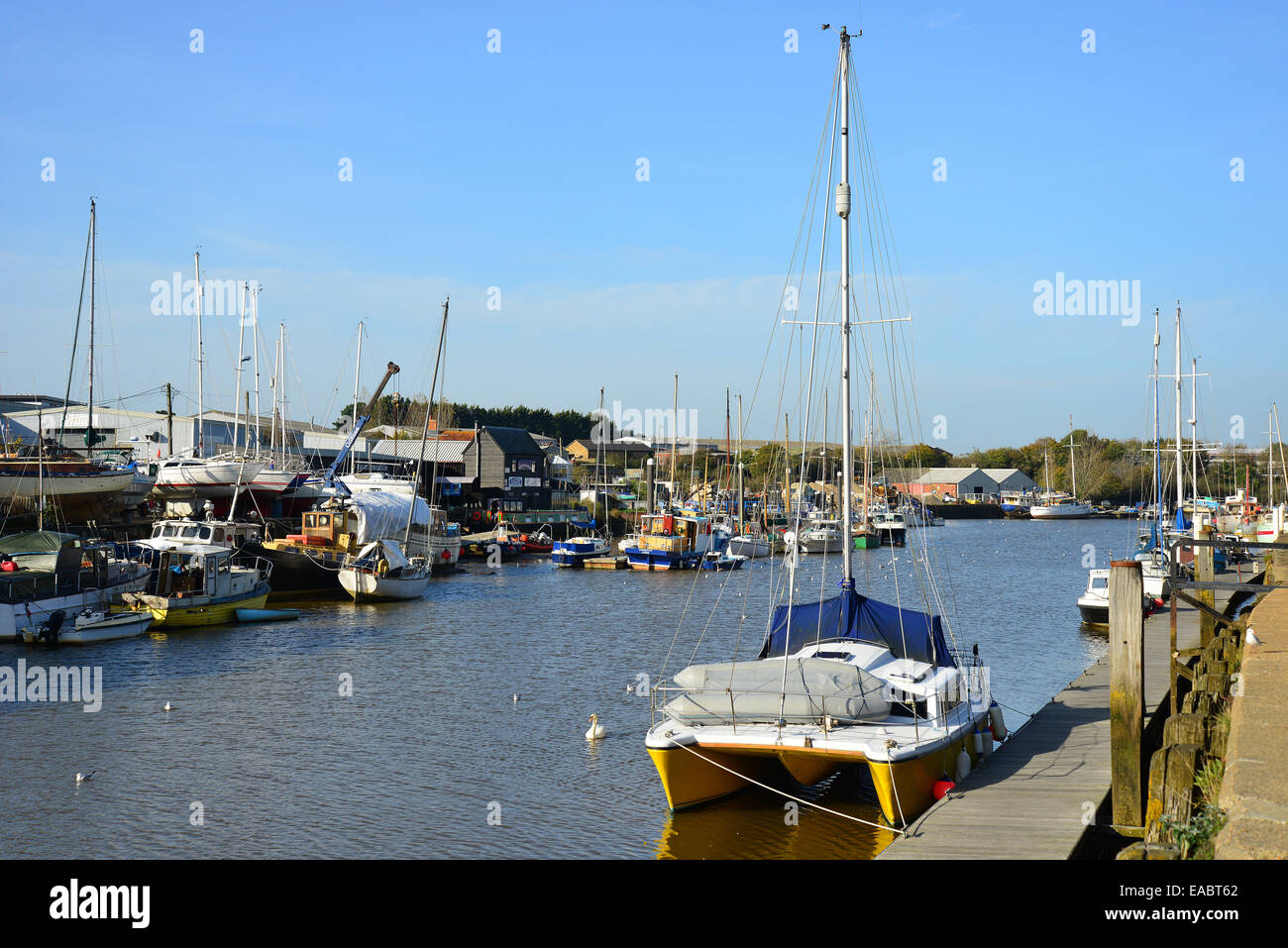 Seaclose Quay, Newtown Harbour, Fiume Medina, Newtown, Isle of Wight, England, Regno Unito Foto Stock